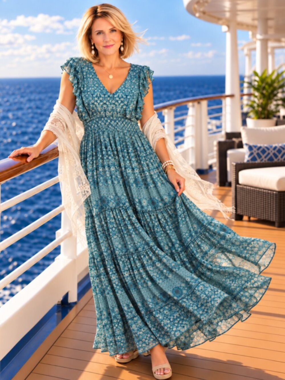 Elegant and Casual Sundance Maxi Dress, Perfect for that Cruise!